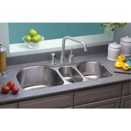 Harmony Lustertone ELUH3920 Stainless Steel Triple Bowl Undermount Sink in Lustrous Highlighted Satin
