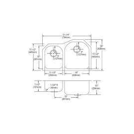 Harmony Lustertone ELUH311910L Stainless Steel Double Bowl Undermount Sink in Lustrous Highlighted Satin