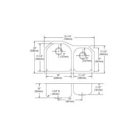 Harmony Lustertone ELUH311910R Stainless Steel Double Bowl Undermount Sink in Lustrous Highlighted Satin
