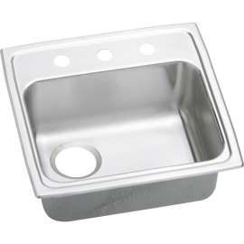 Gourmet Lustertone LRADQ191855L3 Stainless Steel Single Bowl Top Mount Quick-Clip Sink with 3 Faucet Holes in Lustrous Highlighted Satin