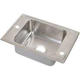 Stainless Steel Single Bowl Top Mount Quick-Clip Sink with 2LM Faucet Holes in Lustrous Highlighted Satin