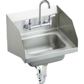 CHS1716LRSC Commercial Stainless Steel Handwash Sink Package with 2 Faucet Holes in Buffed Satin