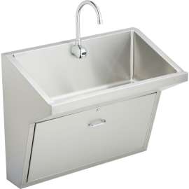 Commercial Scrub Sink Package with Single Faucet Hole in Buffed Satin