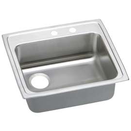 Stainless Steel Single Bowl Top Mount Sink with MR2 Faucet Holes in Lustrous Highlighted Satin