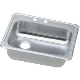 Stainless Steel Single Bowl Top Mount Sink with MR2 Faucet Holes in Brushed Satin