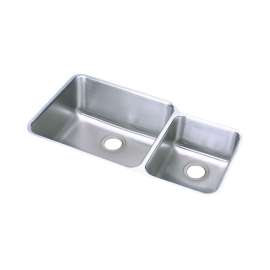 Gourmet Lustertone Stainless Steel 35-In Undermount Kitchen Sink Kit With Kitchen Sink, Bottom Grids, Faucet, Strainer, Disposer Strainer