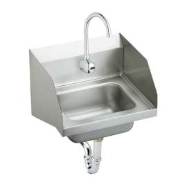 CHS1716LRSSACMC Commercial Stainless Steel Handwash Sink Package with Single Faucet Hole in Buffed Satin