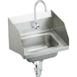 CHS1716LRSSACTMC Commercial Stainless Steel Handwash Sink Package with Single Faucet Hole in Buffed Satin