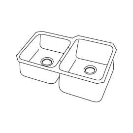 Gourmet EGUH312010L Stainless Steel Double Bowl Undermount Sink in Soft Highlighted Satin