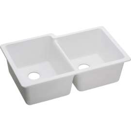 E-granite ELGU250RWH0 Gourmet E-granite Double Bowl Undermount Sink in White
