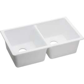 Gourmet E-granite Double Bowl Undermount Sink in White