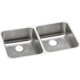 Gourmet Lustertone ELUHAD311845 Stainless Steel Double Bowl Undermount Sink in Lustrous Highlighted Satin