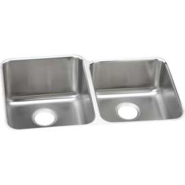 Gourmet Lustertone ELUHAD312045R Stainless Steel Double Bowl Undermount Sink in Lustrous Highlighted Satin