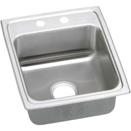 Gourmet Lustertone LRADQ1720502 Stainless Steel Single Bowl Top Mount Quick-Clip Sink with 2 Faucet Holes in Lustrous Highlighted Satin