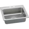Gourmet Lustertone LRADQ2522502 Stainless Steel Single Bowl Top Mount Quick-Clip Sink with 2 Faucet Holes in Lustrous Highlighted Satin