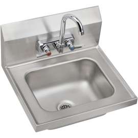 Commercial Stainless Steel Handwash Sink Package with 2 Faucet Holes in Buffed Satin