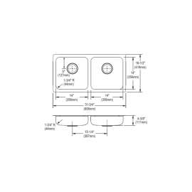 Lustertone ELUHAD321655 Stainless Steel Double Bowl Undermount Sink in Lustrous Highlighted Satin