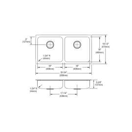 Lustertone ELUHAD361855 Stainless Steel Double Bowl Undermount Sink in Lustrous Highlighted Satin
