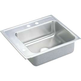 Lustertone DRKAD222045L3 Stainless Steel Single Bowl Top Mount Sink with 3 Faucet Holes in Lustrous Highlighted Satin