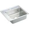 Lustertone DRKAD222050L2 Stainless Steel Single Bowl Top Mount Sink with 2 Faucet Holes in Lustrous Highlighted Satin