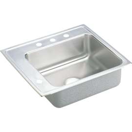 Lustertone DRKAD222050L4 Stainless Steel Single Bowl Top Mount Sink with 4 Faucet Holes in Lustrous Highlighted Satin
