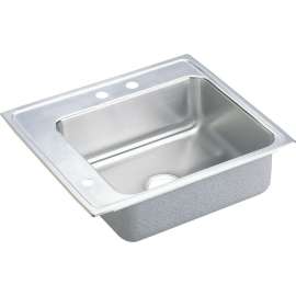 Lustertone DRKAD252240L3 Stainless Steel Single Bowl Top Mount Sink with 3 Faucet Holes in Lustrous Highlighted Satin