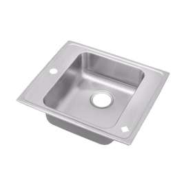 Lustertone DRKAD2522452LM Stainless Steel Single Bowl Top Mount Sink with 2LM Faucet Holes in Lustrous Highlighted Satin