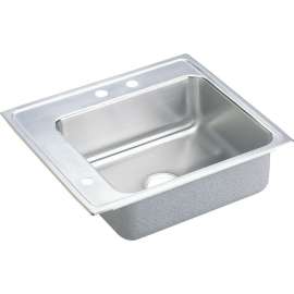 Lustertone DRKAD252250L3 Stainless Steel Single Bowl Top Mount Sink with 3 Faucet Holes in Lustrous Highlighted Satin
