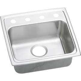 Gourmet Lustertone LRAD191845OS4 Stainless Steel Single Bowl Top Mount Sink with OS4 Faucet Holes in Lustrous Highlighted Satin