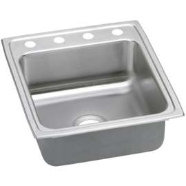 Gourmet Lustertone LRAD202245OS4 Stainless Steel Single Bowl Top Mount Sink with OS4 Faucet Holes in Lustrous Highlighted Satin
