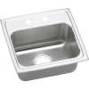 Gourmet Lustertone LRADQ1716502 Stainless Steel Single Bowl Top Mount Quick-Clip Sink with 2 Faucet Holes in Lustrous Highlighted Satin