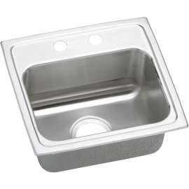 Gourmet Lustertone LRADQ1716502 Stainless Steel Single Bowl Top Mount Quick-Clip Sink with 2 Faucet Holes in Lustrous Highlighted Satin