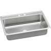 Stainless Steel Single Bowl Top Mount Quick-Clip Sink with 2 Faucet Holes in Lustrous Highlighted Satin
