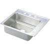Lustertone DRKADQ222040R4 Stainless Steel Single Bowl Top Mount Quick-Clip Sink with 4 Faucet Holes in Lustrous Highlighted Satin