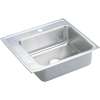 Lustertone DRKADQ252240L2 Stainless Steel Single Bowl Top Mount Quick-Clip Sink with 2 Faucet Holes in Lustrous Highlighted Satin