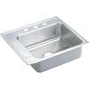 Lustertone DRKADQ252240L4 Stainless Steel Single Bowl Top Mount Quick-Clip Sink with 4 Faucet Holes in Lustrous Highlighted Satin