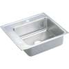 Lustertone DRKADQ252250L2 Stainless Steel Single Bowl Top Mount Quick-Clip Sink with 2 Faucet Holes in Lustrous Highlighted Satin