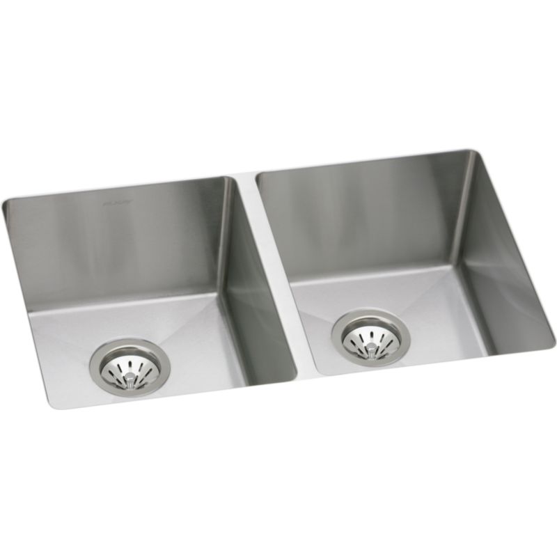 Elkay Avado Stainless Steel Double Bowl Undermount Sink Kit Polished Satin