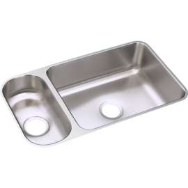 Gourmet Lustertone ELUH3219DBG Stainless Steel Double Bowl Undermount Sink Kit in Lustrous Highlighted Satin