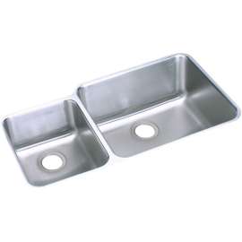 Gourmet Lustertone ELUH3520LDBG Stainless Steel Double Bowl Undermount Sink Kit in Lustrous Highlighted Satin