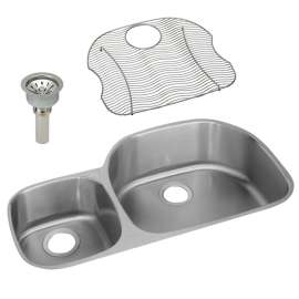 Harmony Lustertone ELUH362110LDBG Stainless Steel Double Bowl Undermount Sink Kit in Lustrous Highlighted Satin