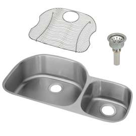 Harmony Lustertone ELUH3621RDBG Stainless Steel Double Bowl Undermount Sink Kit in Lustrous Highlighted Satin