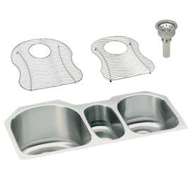 Harmony Lustertone ELUH3920DBG Stainless Steel Triple Bowl Undermount Sink Kit in Lustrous Highlighted Satin