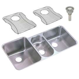Stainless Steel Triple Bowl Undermount Sink Kit in Lustrous Highlighted Satin