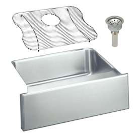 Gourmet Lustertone ELUHF2520DBG Stainless Steel Single Bowl Apron Front Undermount Sink Kit in Lustrous Highlighted Satin