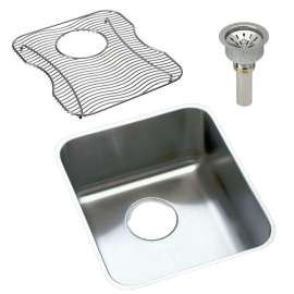 Gourmet Lustertone ELUH1316DBG Stainless Steel Single Bowl Undermount Sink Kit in Lustrous Highlighted Satin