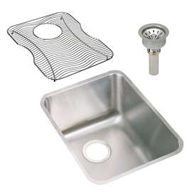 Gourmet Lustertone ELUH141810DBG Stainless Steel Single Bowl Undermount Sink Kit in Lustrous Highlighted Satin