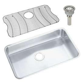 Gourmet Lustertone ELUH2816DBG Stainless Steel Single Bowl Undermount Sink Kit in Lustrous Highlighted Satin
