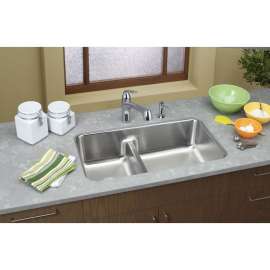 Gourmet Lustertone ELUHAQD32179 Stainless Steel Double Bowl Undermount Sink in Lustrous Highlighted Satin