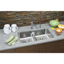 Stainless Steel Double Bowl Undermount Sink in Lustrous Highlighted Satin